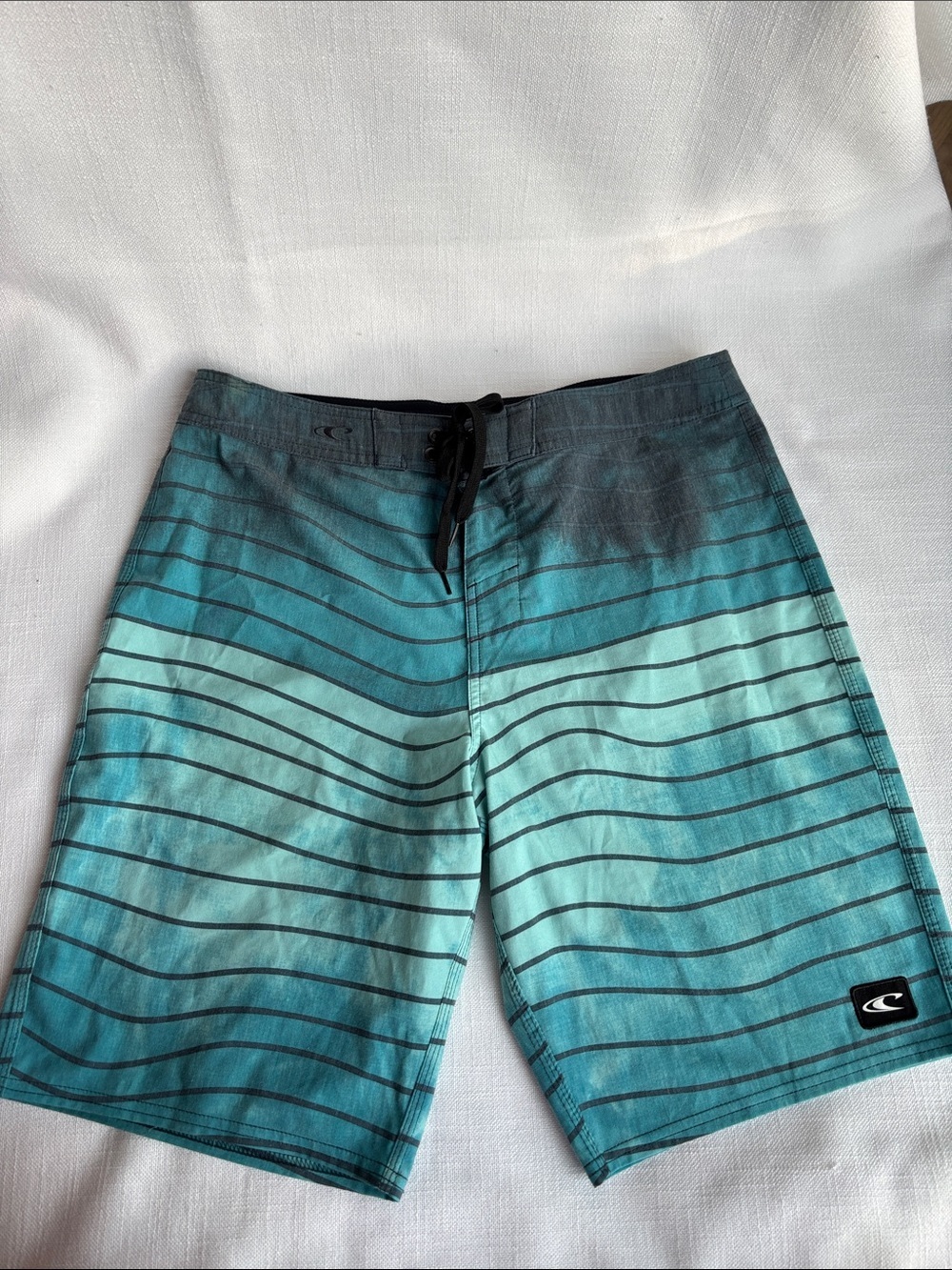 Quiksilver Teal & Aqua Striped Men's Board Shorts  -339sku
